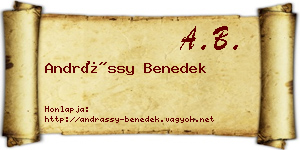 Andrássy Benedek névjegykártya